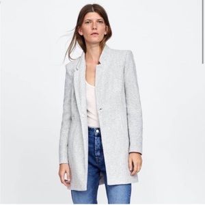 ZARA Women's Gray Soft Inverted Collar Coat/Jacket